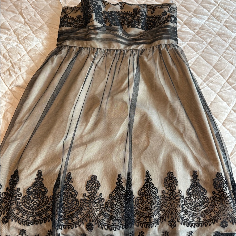 David's Bridal Strapless Black Lace Dress